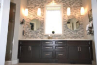 Stunning Counter To Ceiling Backsplash In Modern Bathroom