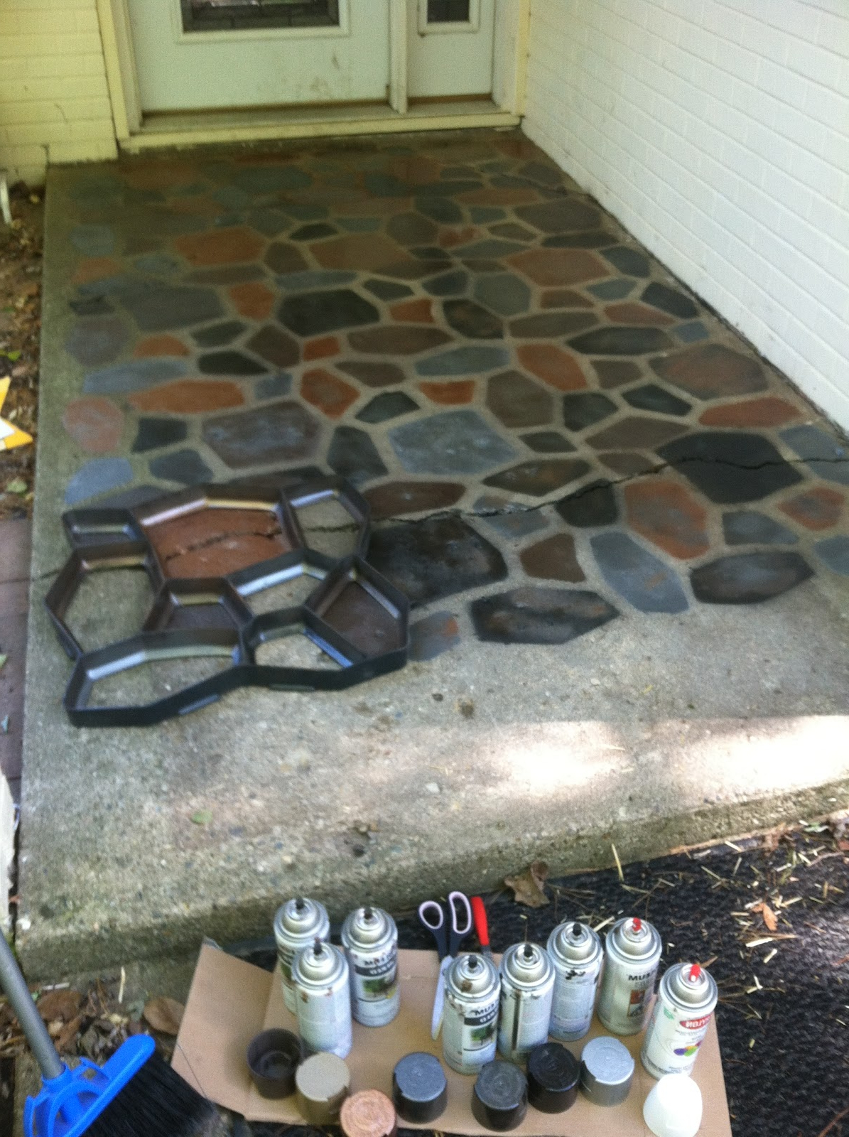 The Smart Momma Spray Painted Faux Stones On Concrete Patio