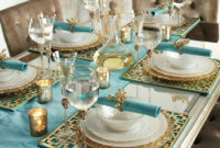 Turquoise Gold Dining Tablescape Dining Table