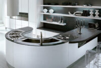 Unique Curved Kitchen Island Benches With Curved Double