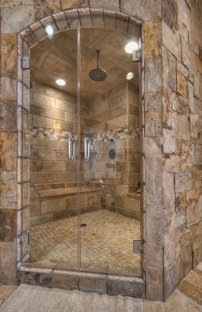 What A Perfect Shower Love The Natural Stone Colors