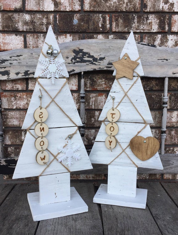 White Rustic Wooden Christmas Tree White Wooden Pallet Etsy