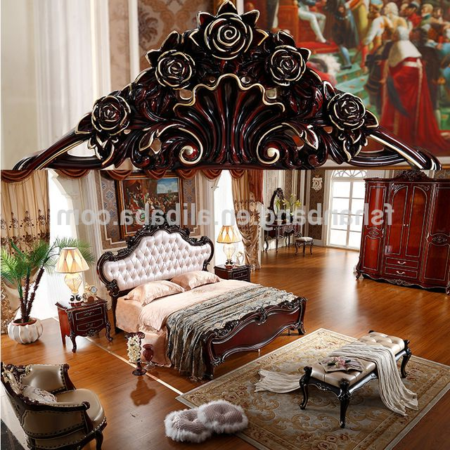 Wholesale Luxury French Royal Wood Double Bed Designs King