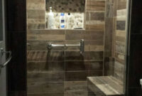 Wood Plank Tiled Shower Shower Seat Idea Pebble Floors And